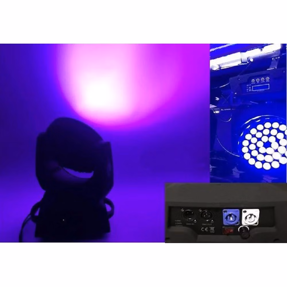 Coppia di teste mobili Wash Moving Head Zoom LED 36x18 RGBWA UV 6in1 Trade Shop con Flightcase, Colore Nero – 2