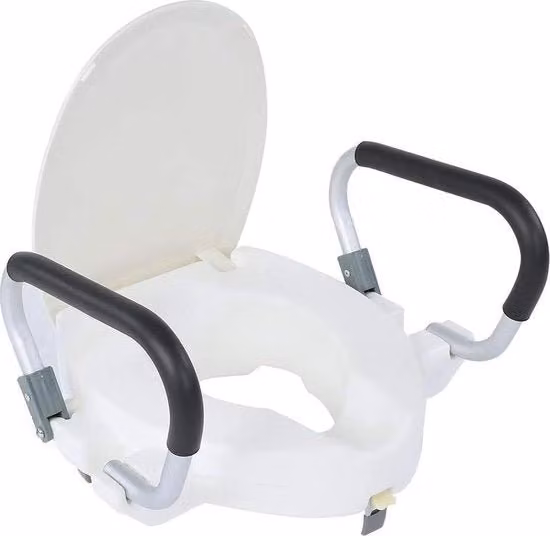Braccio di sostegno per toiletto elevato - 10 cm elevato - supporto per gomiti rimovibile - per disabili, anziani, donne in stato di gravidanza.