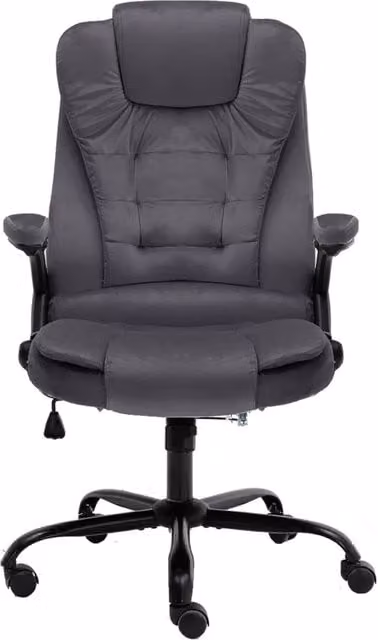 Sedia da ufficio ergonomica moderna vidaXL in velluto grigio con braccioli e ruote – 1