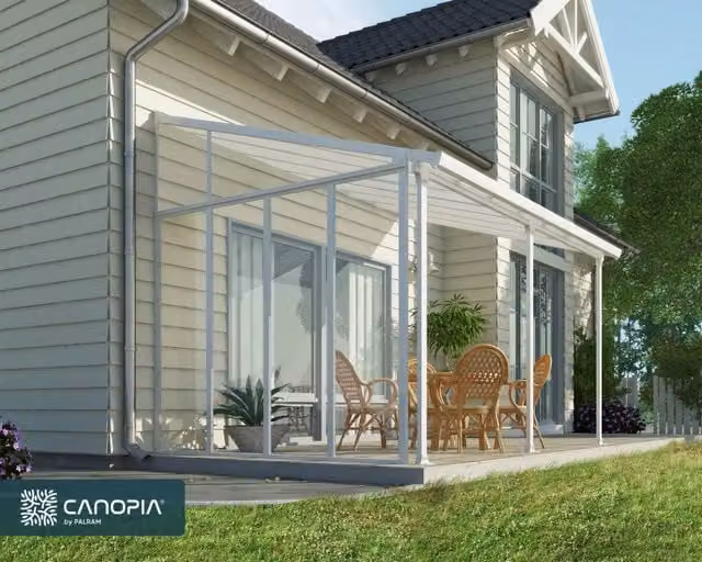Parete laterale per pergola Palram in alluminio e tessuto acrilico bianco e trasparente, Larghezza: 3 m – 1