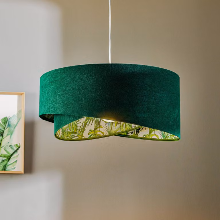 Lampada a sospensione Vivien Maco Design, dimmerabile, Verde, Soggiorno / Sala da pranzo, Tessuto / Stoffa / Seta, Moderno, Lampada a sospensione
