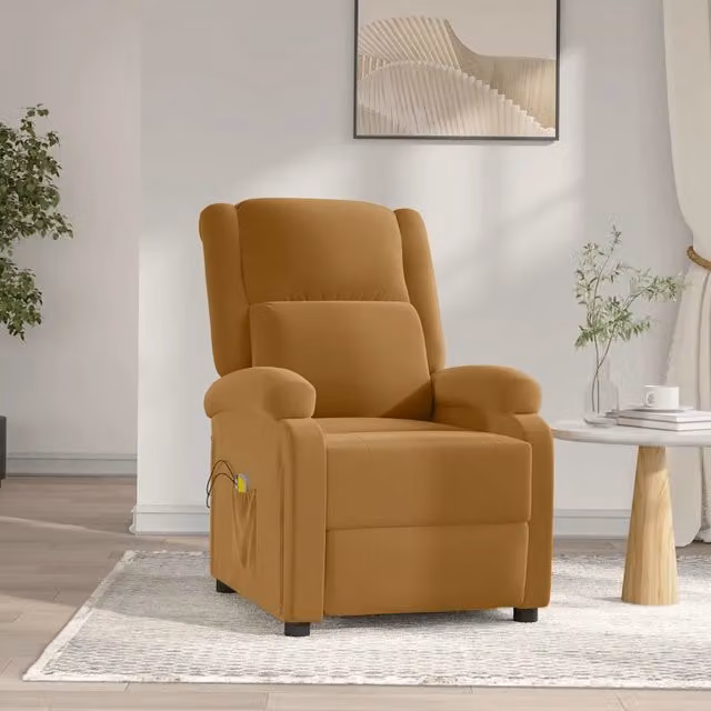 Poltrona Massaggiante Elettrica Marrone in Velluto 3098412