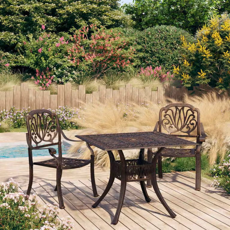 Set da Bistrot vidaXL in Alluminio Pressofuso Bronzo per Giardino