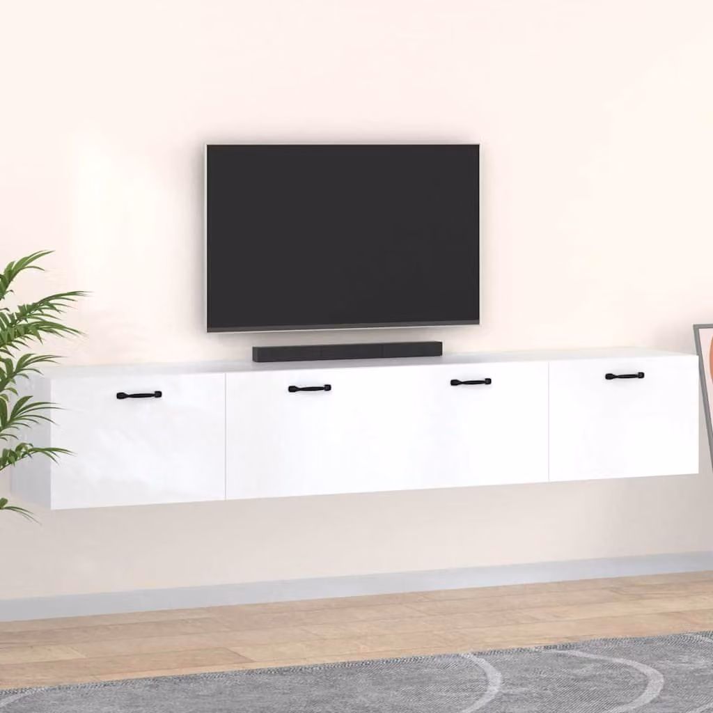 Set di 2 mobili da parete vidaXL in legno bianco opaco L: 100 cm, P: 36,5 cm, H: 35 cm