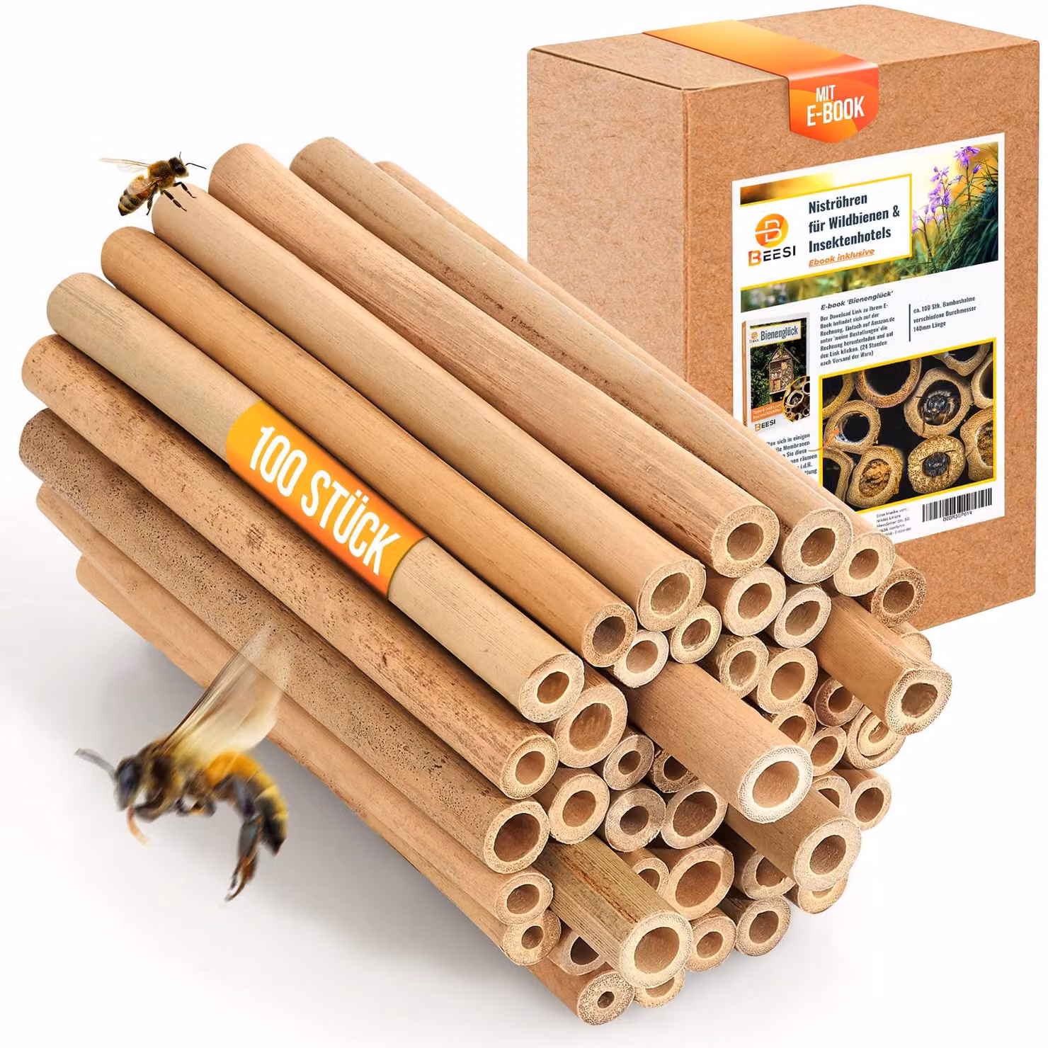 200 involucri di bambù da 14 cm per alveari e hotel per insetti