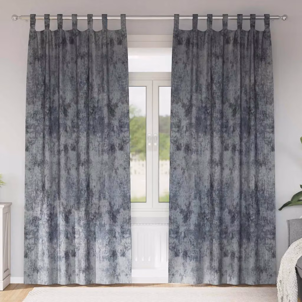 Set di 2 tende in velluto vidaXL grigio argento, oscuranti e termoisolanti, L: 140 cm x H: 245 cm
