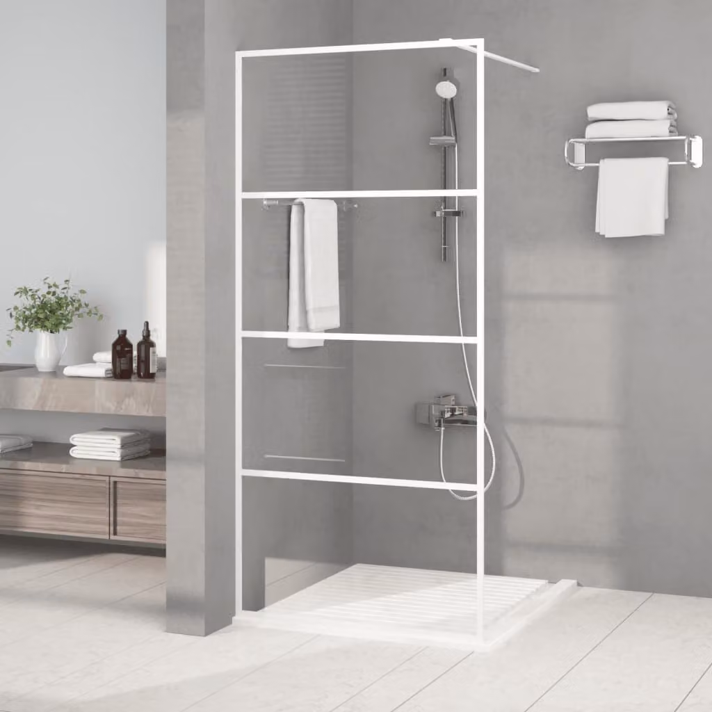 Parete Doccia Walk in vidaXL Bianca con Vetro Trasparente L: 90 cm, H: 195 cm – 1