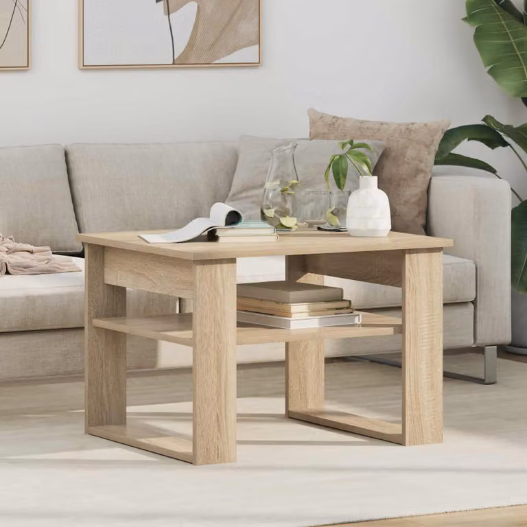 vidaXL Tavolino da salotto moderno in legno rovere, L: 64 cm, P: 54 cm, H: 44 cm