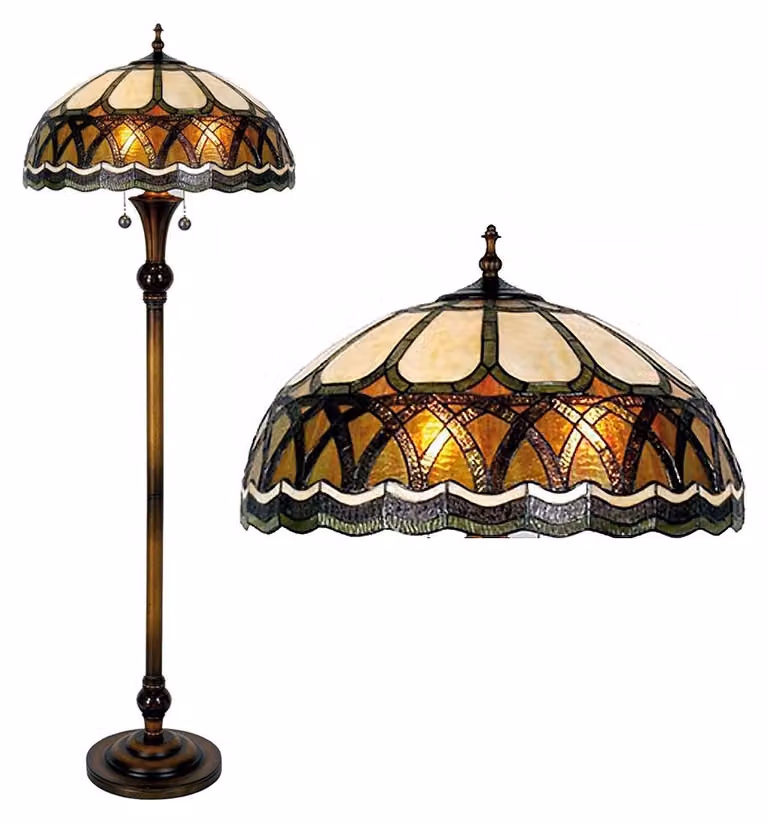 Lampada da terra Tiffany Clayre & Eef Ø 56x164 cm Vetro marrone beige