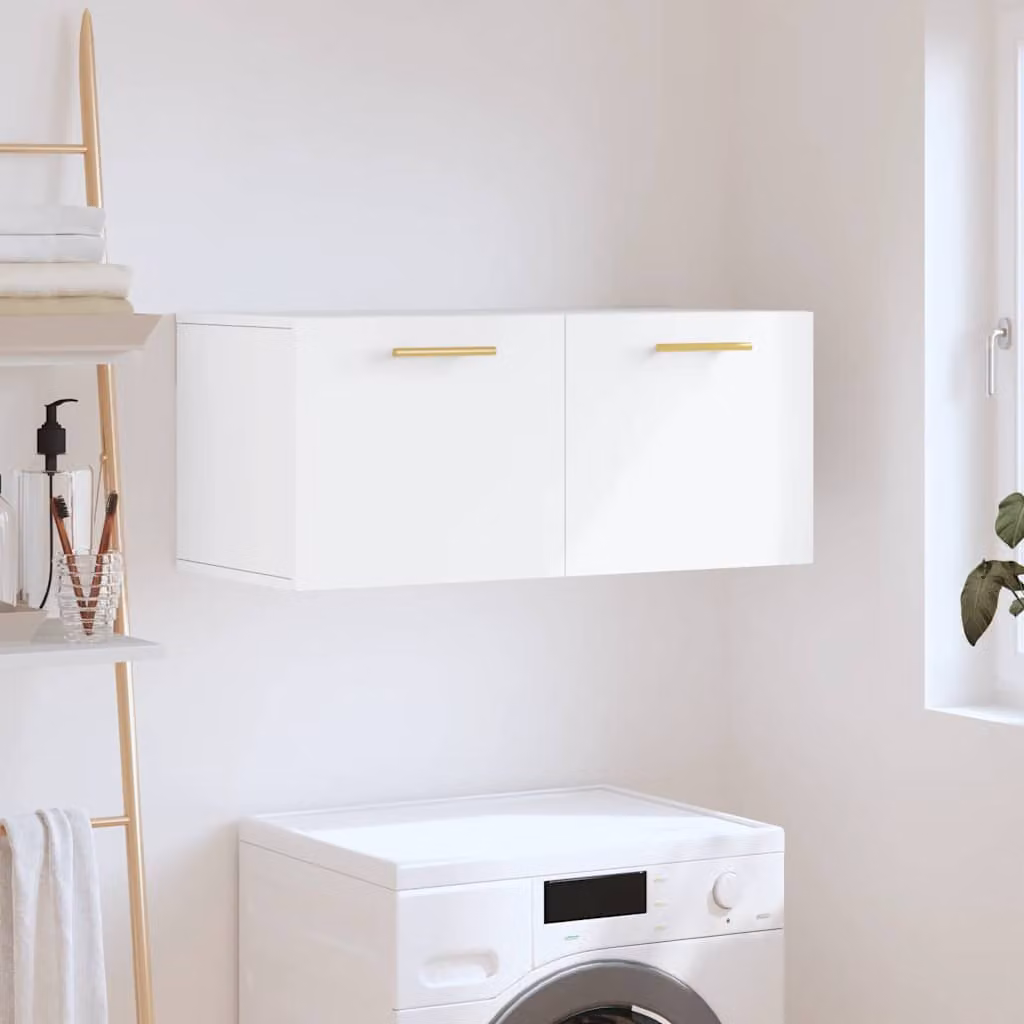 Mobile a parete vidaXL in legno multistrato e MDF bianco opaco, L 80 x P 36,5 x H 35 cm