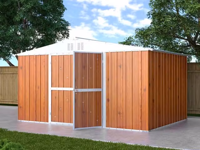 Capanno per esterno box in acciaio casetta da giardino 403x269cm x h 215cm - 149kg - 10,84mq LEGNO