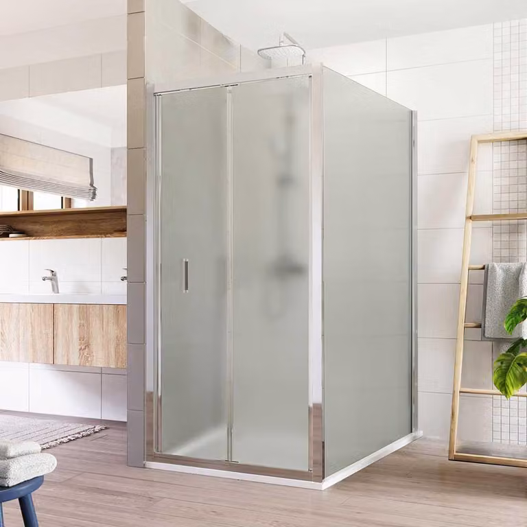 Cabina doccia Mereo, Lima, rettangolo, chiudibile, 80x100 cm, cromo ALU, vetro Point - CK87182K