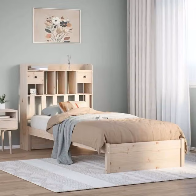 Giroletto con Libreria vidaXL in Legno di Pino Naturale con Scomparti Laterali L: 190 cm, P: 81 cm, H: 110 cm – 1