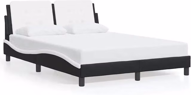 Letto matrimoniale Zadar in similpelle nero e bianco L/P/H: 140 x 200 cm – 1