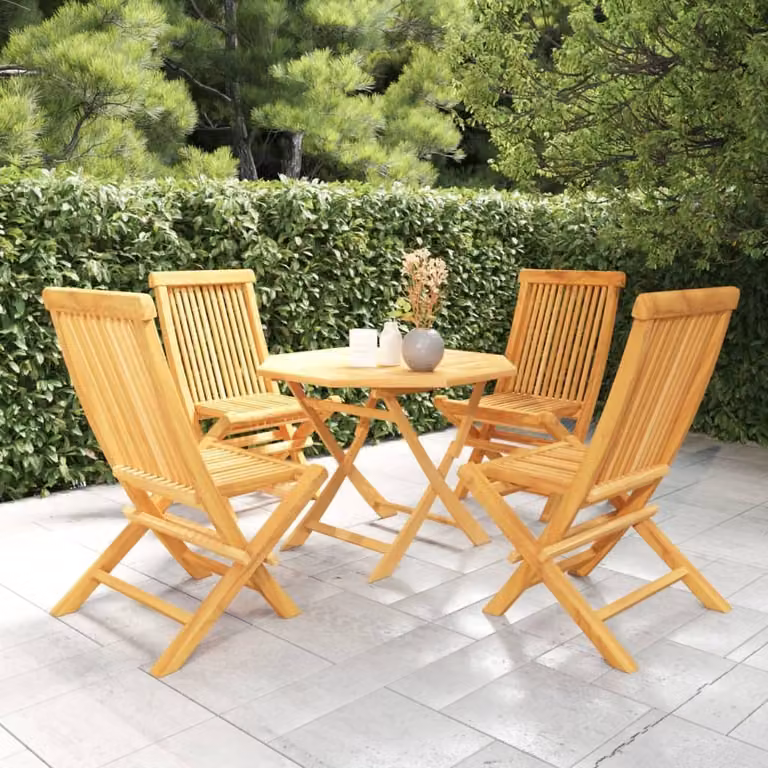 The Living Store 5 pezzi. Set da pranzo da giardino in legno massiccio teak