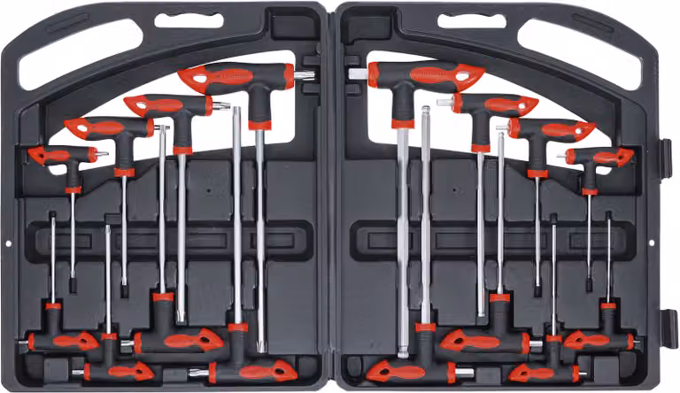 BGS Diy 90 | Set di cacciaviti con impugnatura a T e lama laterale | Bussola esagonale / profilo a T (per Torx) | 16 pz.