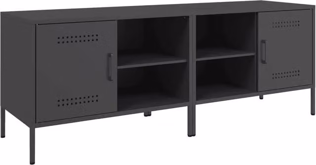 Set di 2 Mobili TV in Acciaio Nero Stile Industrial L: 68 cm, P: 39 cm, H: 50,5 cm – 1