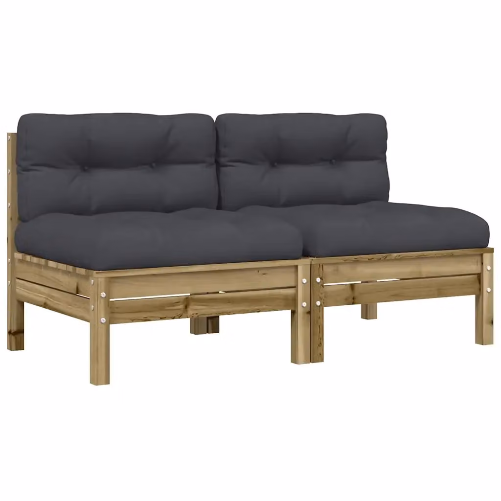 Set di 2 divani da giardino vidaXL in pino impregnato con cuscini in stile rustico – 2