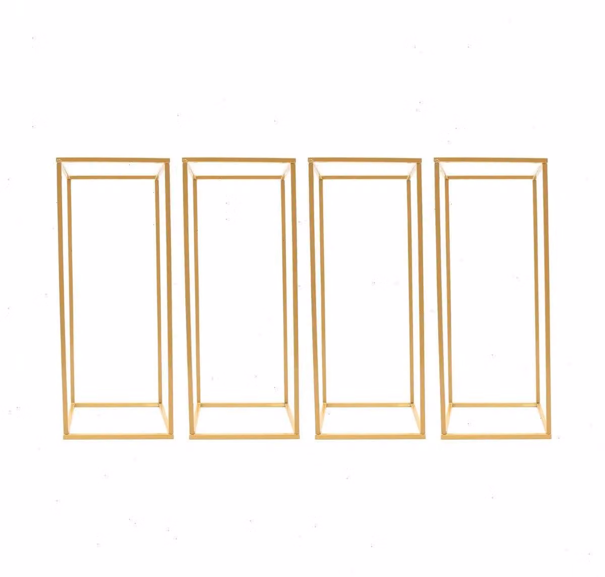 Supporti per fiori da matrimonio - Set di 4 supporti quadrati in metallo - 24x24x60 cm - Piattaforme stabili per fiori e piante - Capacità di carico di 10 kg per supporto - Colore: oro