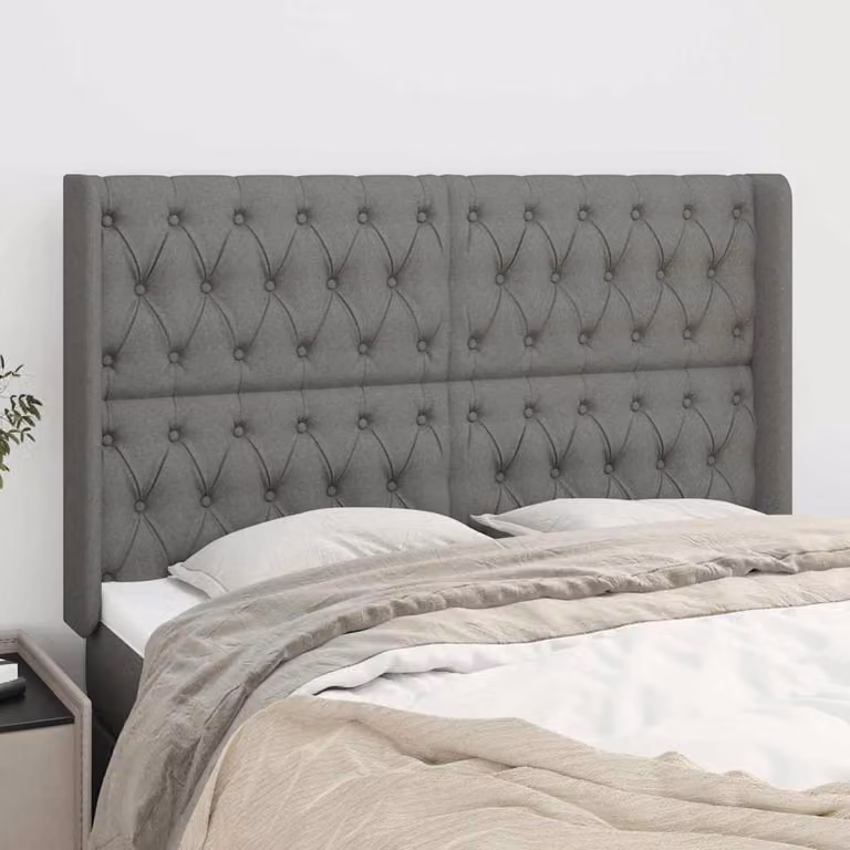 Testiera ad orecchio vidaXL in tessuto grigio scuro L: 147 cm, P: 16 cm, H: 118/128 cm
