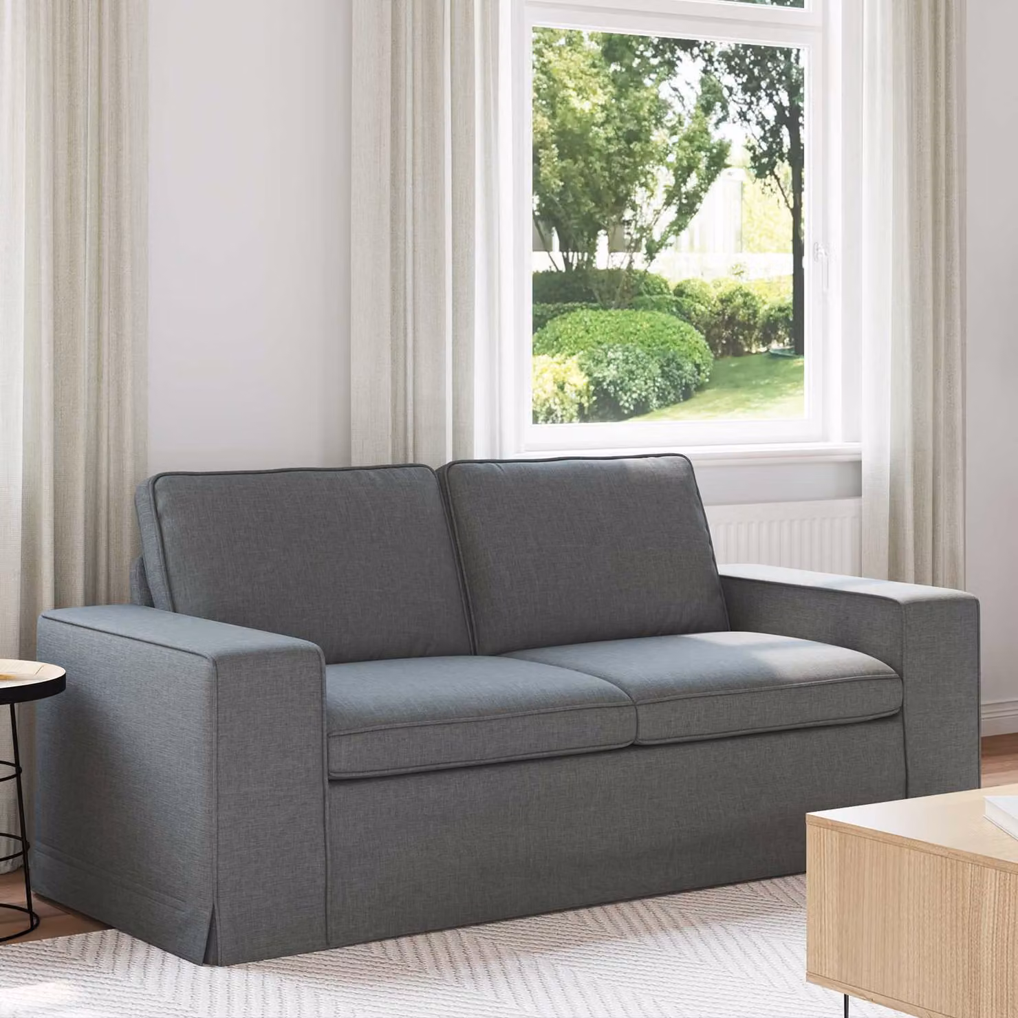 vidaXL Divano Moderno in Tessuto Grigio e Nero con Struttura in Metallo L: 182 cm, P: 80 cm, H: 82 cm – 1