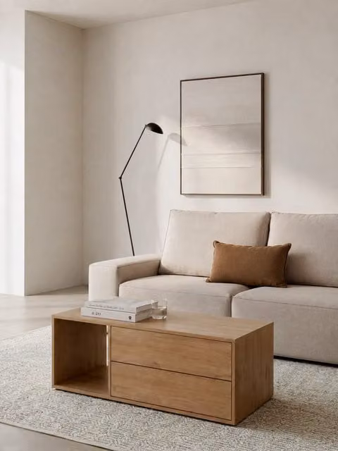 Tavolino da salotto Hegas Kenay Home in legno beige e marrone