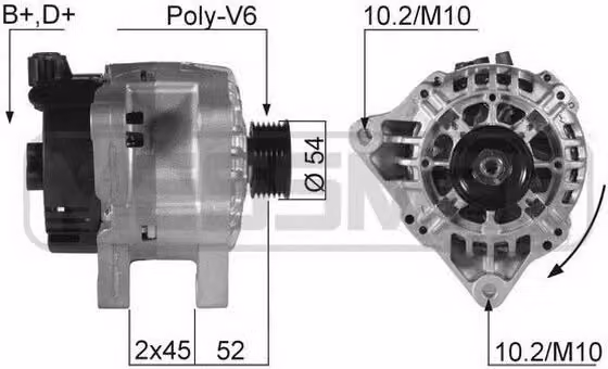 ERA 210205A Alternatore 80 A 14 V per FIAT DUCATO Furgone (244) DUCATO Cassone/Telaio (244) DUCATO Bus (230) DUCATO Bus (244, Z)