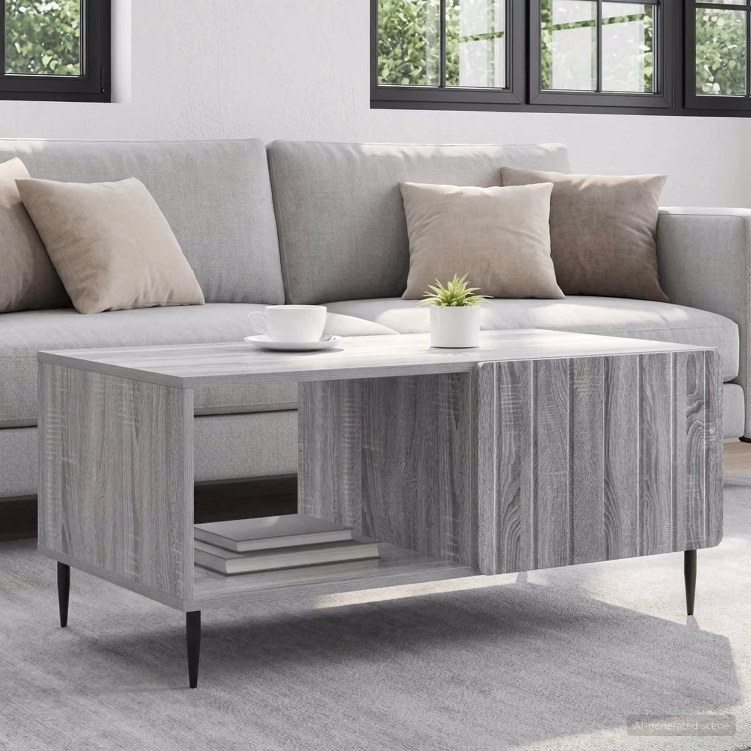 vidaXL Tavolino da salotto moderno rettangolare grigio e nero L/P/H: 90 x 50 x 40 cm