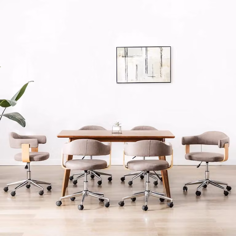 Set di 6 sedie da pranzo girevoli 360 gradi vidaXL in tessuto e legno colore grigio talpa