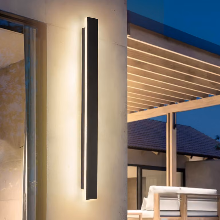 Lampada a LED da parete, 120 cm, nera, grado di protezione IP65, 25W, 3000K (bianco caldo)
