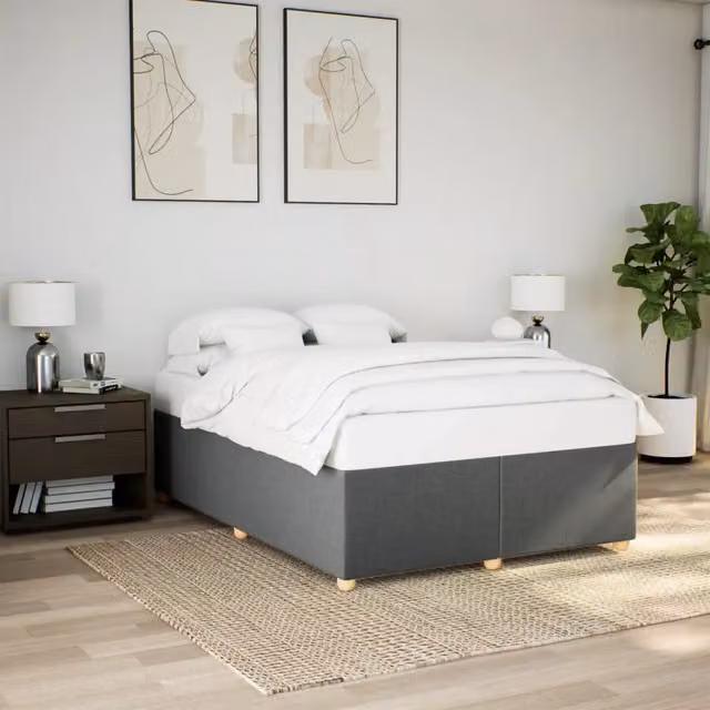 Giroletto vidaXL in tessuto grigio scuro con doghe in legno, L/P: 140 x 200 cm