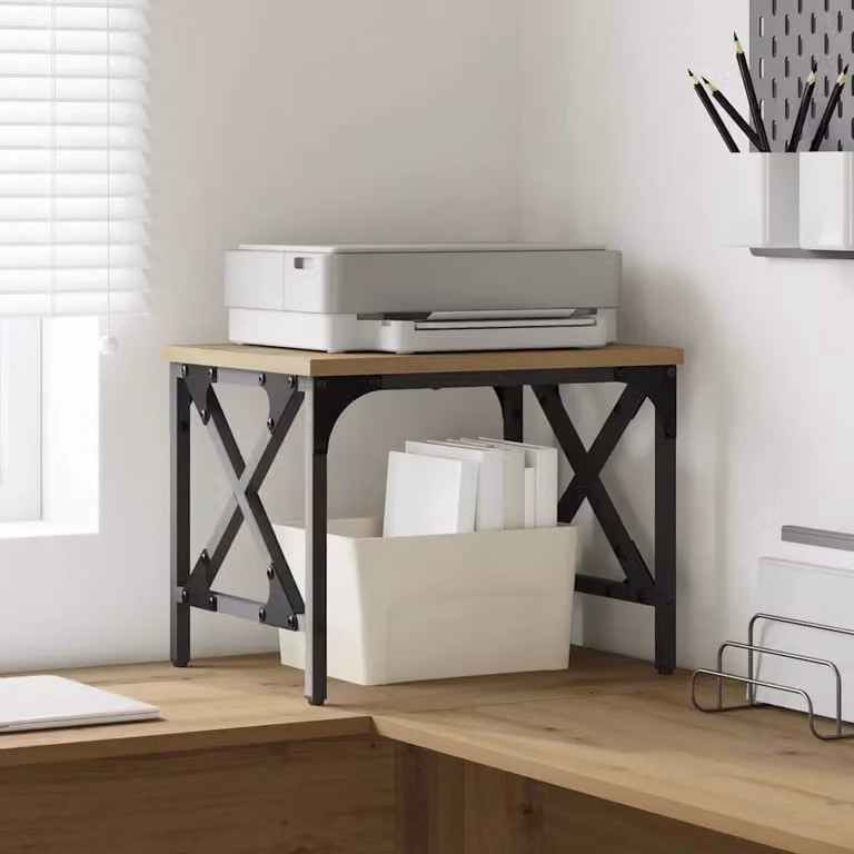 vidaXL Supporto per Stampante in Legno MDF Stile Industriale, Marrone, L 40 cm x P 30 cm x H 31 cm