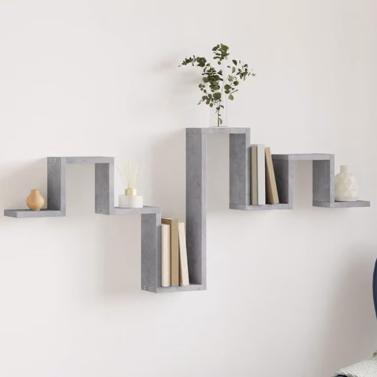 Scaffale a muro moderno vidaXL in legno e MDF grigio cemento L: 104,5 cm, P: 43 cm, H: 10 cm