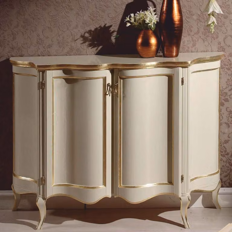 Casa Padrino Luxus Barock Sideboard Creme / Gold 124 cm - Barock Möbel - Italy