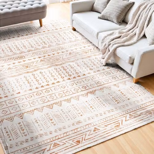 Tappeto VEVOR moderno in ecopelliccia beige, lavabile e antiscivolo per soggiorno, camera da letto o ingresso, L: 274,3 cm x P: 182,9 cm