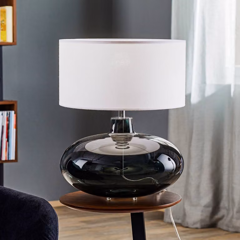Lampada da tavolo Skien Argon, Alluminio / Grigio / Zincato, Soggiorno / Sala da pranzo, Vetro, Moderno, Lampada da tavolo