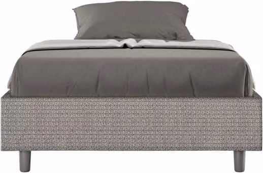 Letto Sommier imbottito 1 piazza e mezza 120x190 cm tessuto Labirinto Azelia - Contenitore,Grigio