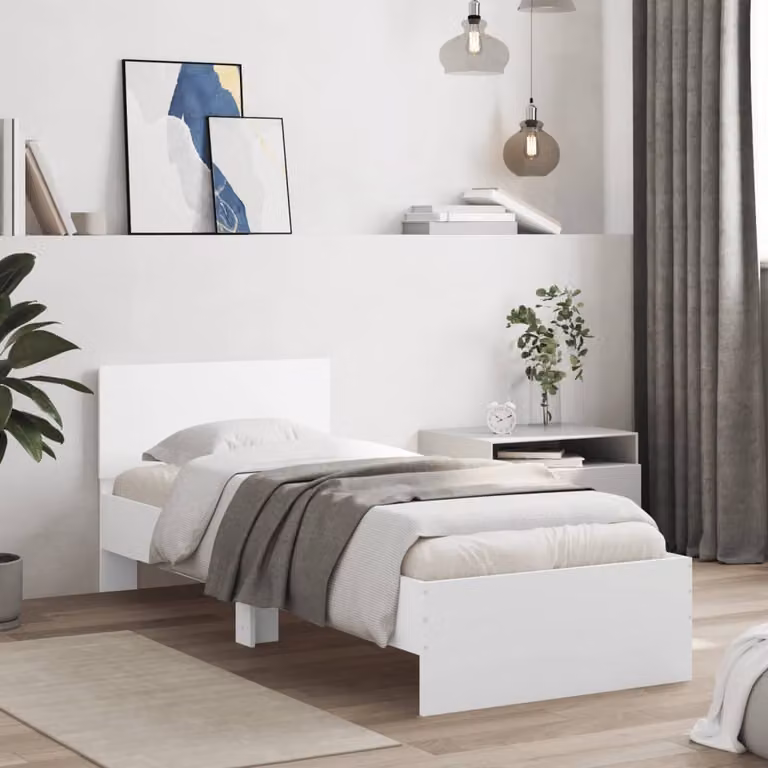 vidaXL Giroletto con Testiera in Legno Multistrato Bianco L: 75 cm, P: 190 cm