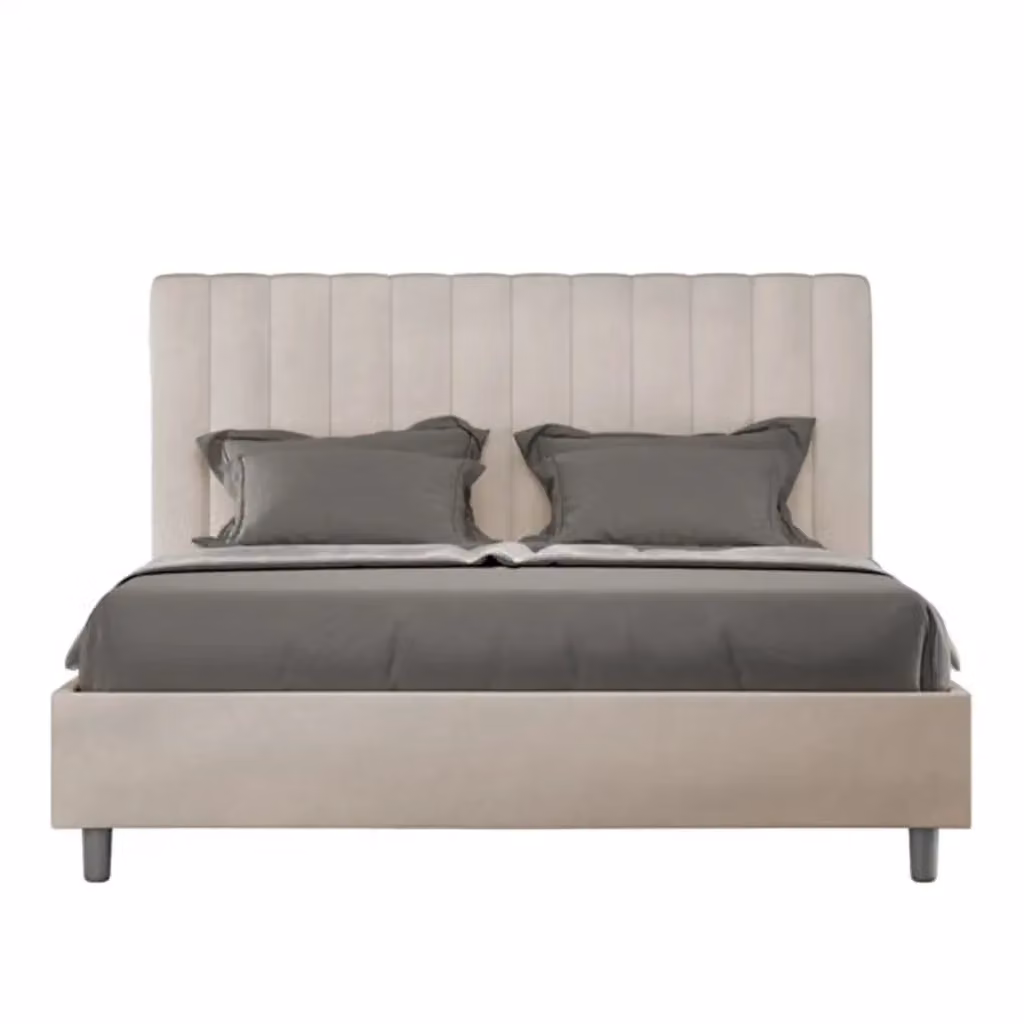 Letto matrimoniale contenitore Agueda Ityhome imbottito in microfibra colore sabbia L/P/H: 160 x 210 x 122 cm – 2