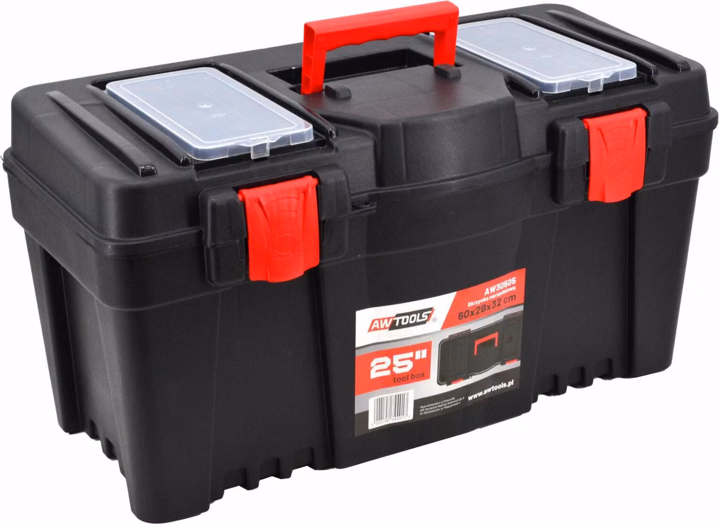 Awtools cassetta degli attrezzi 25" con organizer 60x28x32cm