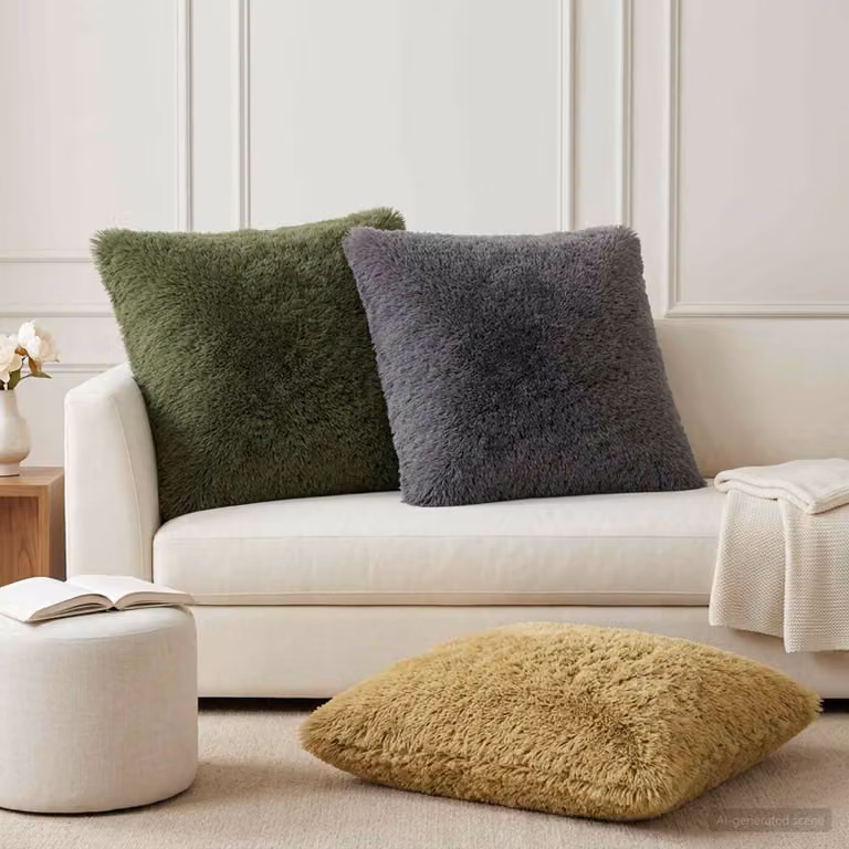 Set di 2 federe vidaXL HEERLEN in pile verde chiaro, L 65 x L 65 cm