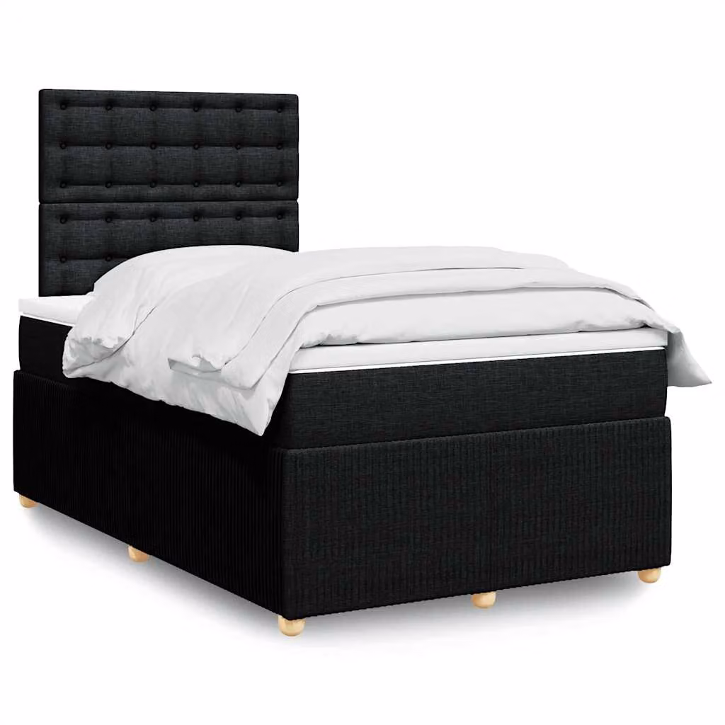 vidaXL Giroletto a Molle con Materasso Ibrido in Tessuto Nero, L/P/H: 120 x 200 cm