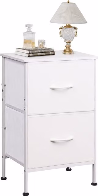 Comodino multifunzionale con 2 cassetti Aosom, Bianco, L: 39,8 cm, P: 29,8 cm, H: 63,1 cm – 1