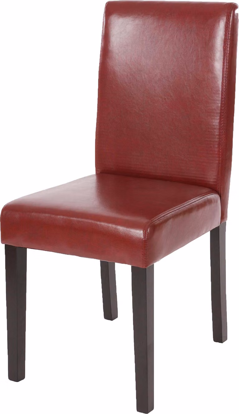 Sedia da pranzo classica e intramontabile | A x L x P 90 x 43 x 56 cm | Altezza seduta 45 cm | Pelle finta | Gambe scure | Rosso-marrone | Sedia da cucina