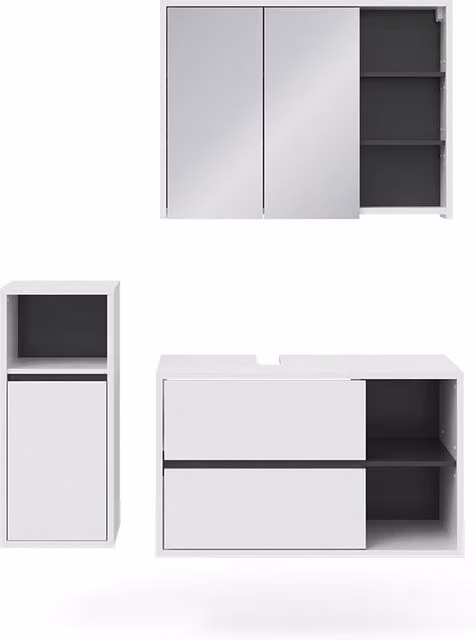 Set mobili bagno Viola Bianco 3 pezzi Vicco