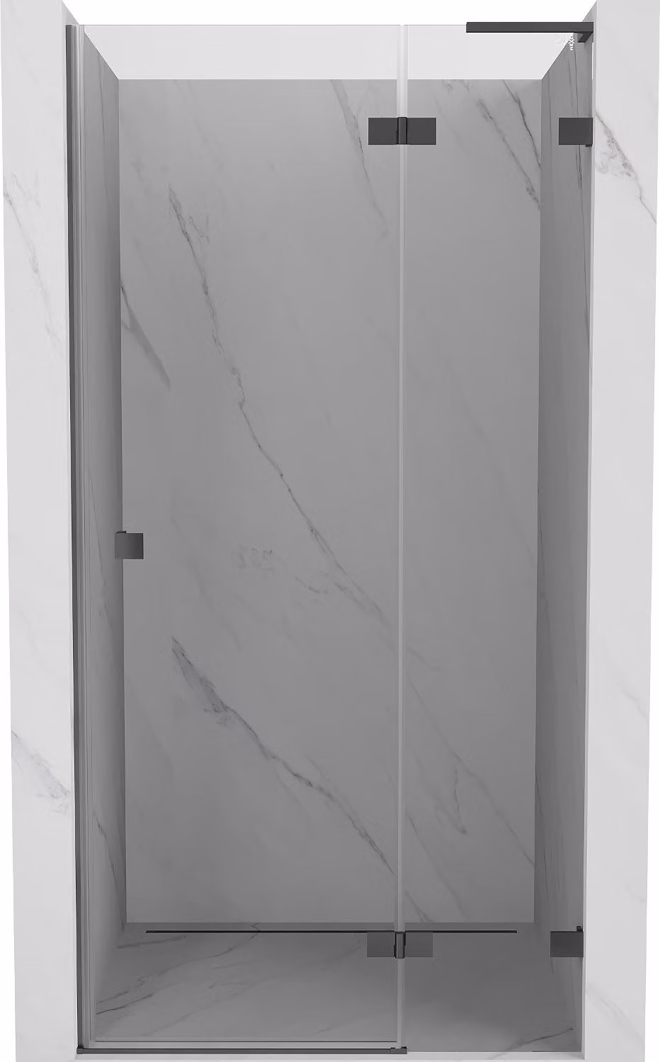 Mexen Lunar L porta doccia a battente destra 120 cm, trasparente, gun metal - 834L-120-000-95-00-P