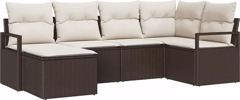 Set di divani 6 pcs Marrone polyrattan