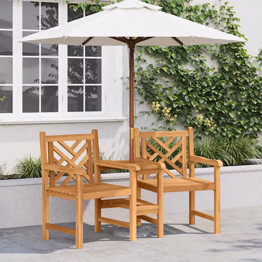 Sedie da giardino vidaXL in legno di teak marrone con braccioli L/P/H: 152 x 63 x 89 cm