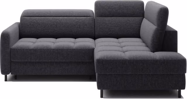 Divano angolare destro convertibile BARNEA di MEUBLORAMA in tessuto grigio con contenitore e funzione letto, L: 208 cm, P: 100 cm, H: 114 cm