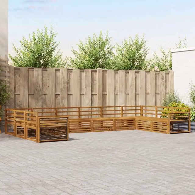 Set di divani da giardino vidaXL in legno di acacia massello, 9 pezzi, colore marrone naturale – 1